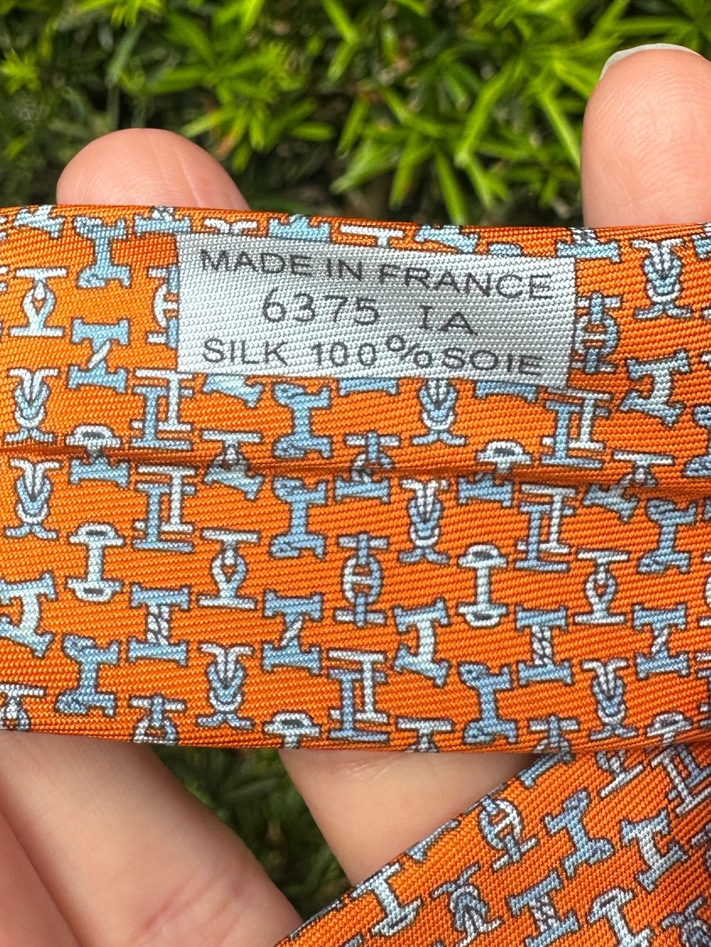 NWT HERMES Men’s 100% Silk Boucles En Vrac Tie ORANGE - Picture 9 of 12